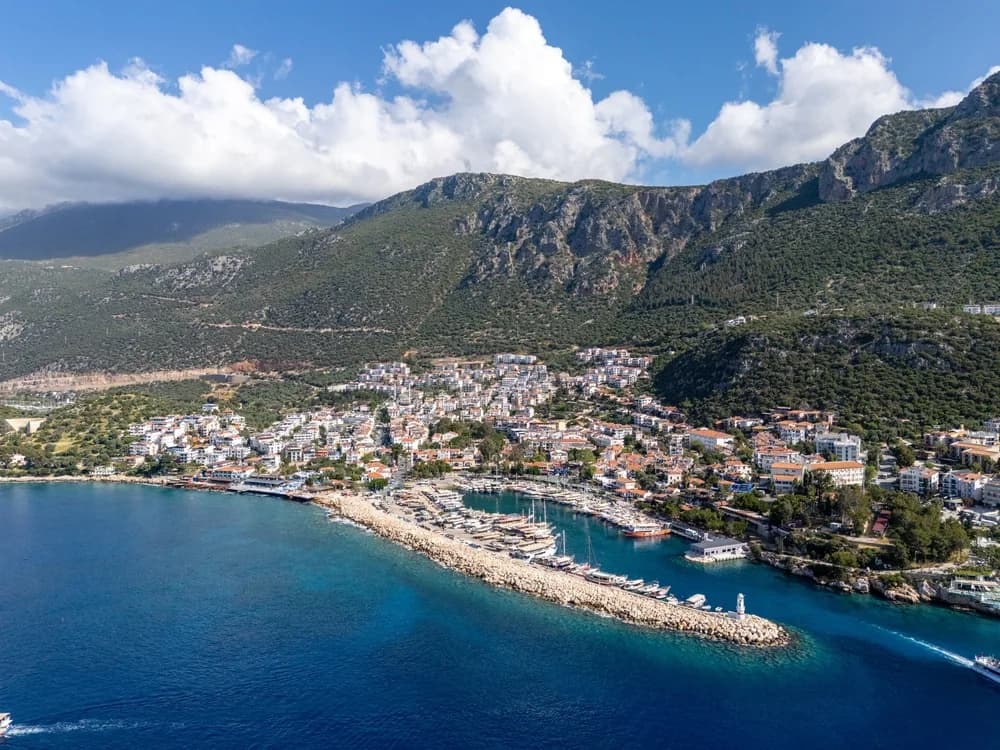Aerial view of the harbor town of Kaş on the Lycian coast