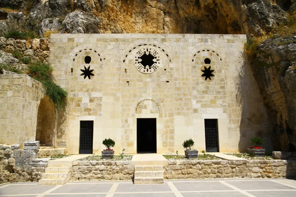 The rock-cut facade of St. Peter's Grotto Church, Antakya