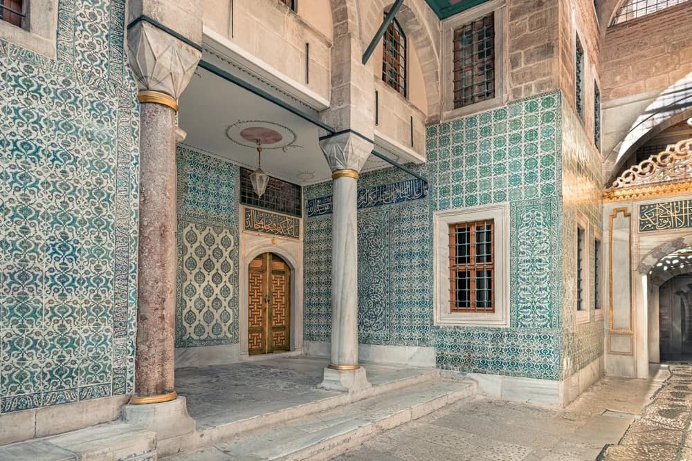 Tiled courtyard facade at Topkapi Palace, the former residence of the Ottoman sultans, Istanbul